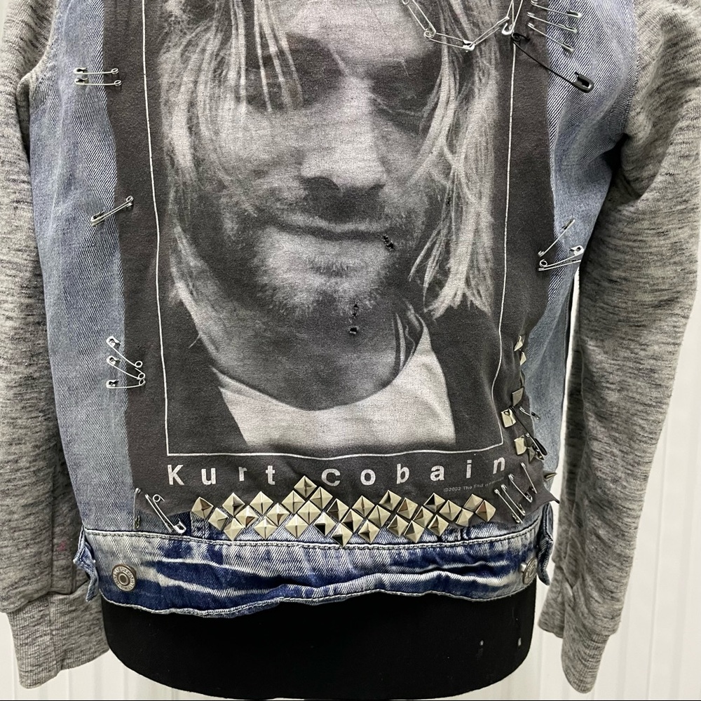 custom kurt cobain nirvana band t denim jacket - Picture 5 of 9
